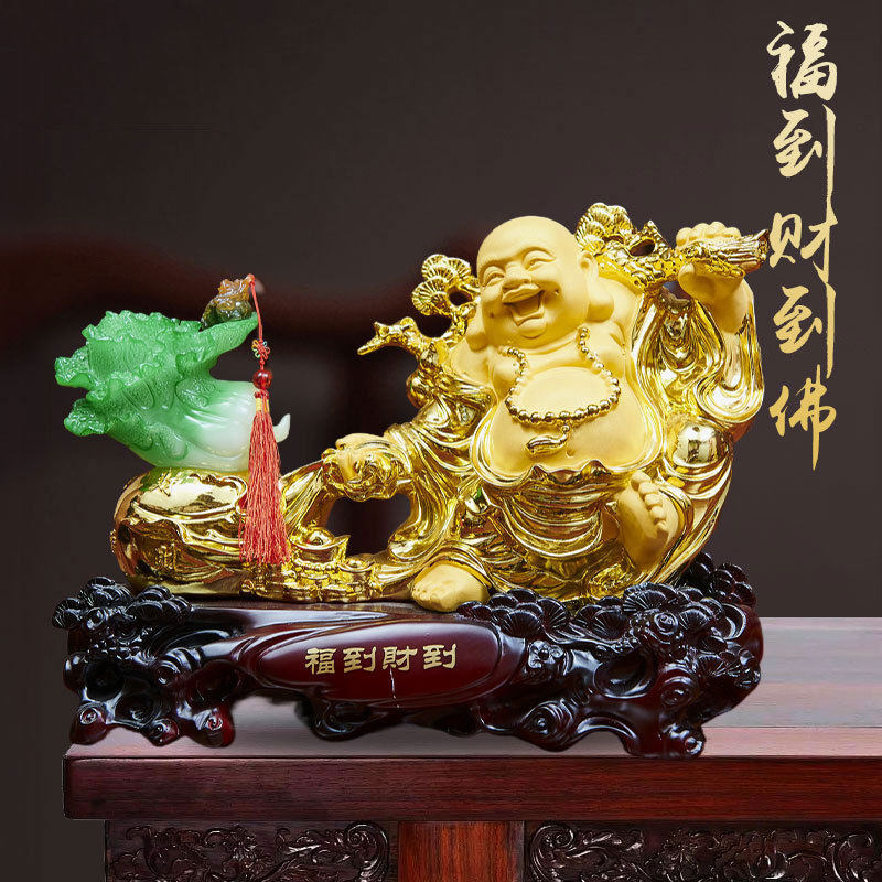 中式弥勒佛树脂工艺品家居玄关桌