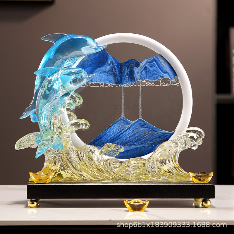 海豚风生水起沙漏流沙画摆件客厅