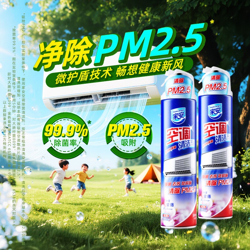 家安空调清洗剂免拆免洗清洁剂除菌挂机家用PM2.5栀子PM2.5紫藤