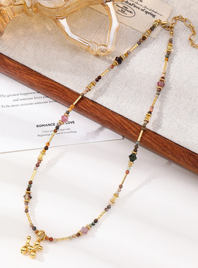 气球小狗吊坠设计天然碧玺串珠项链轻奢复古气质不易掉色锁骨