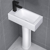 小户型立柱盆一体落地式 陶瓷洗手盆卫生间阳台公寓租房墙角洗脸盆