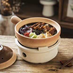 老式带手柄砂锅耐高温土砂锅家用煲仔饭专用锅带盖砂锅特色菜炖锅