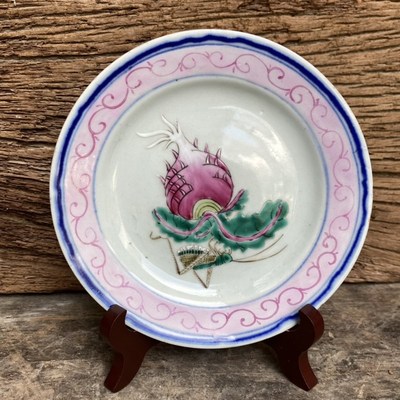 大清同制年石榴盘 多子多孙 清代手绘蟋蟀老粉彩贡盘 彩绘瓷 彩瓷