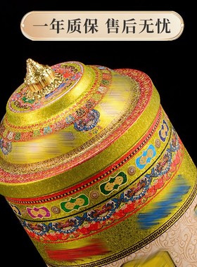 藏式电动转轮经筒 藏族转经简家用插电式桌面六字真W言转金桶摆件