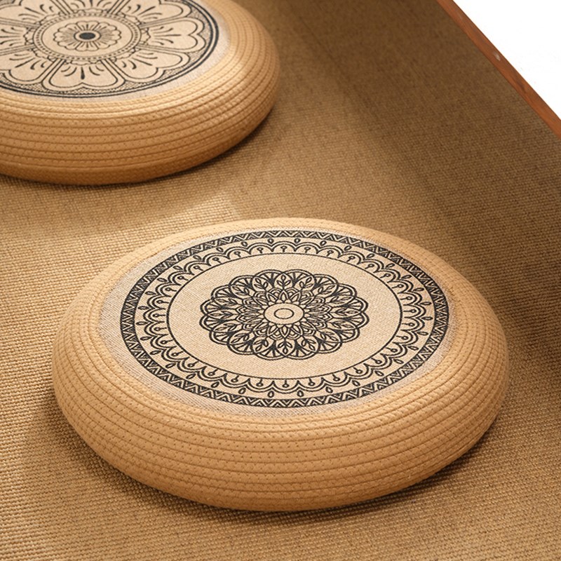 阳台蒲团坐垫地上看书家用客厅地毯榻榻米坐垫中T古风圆形加厚坐