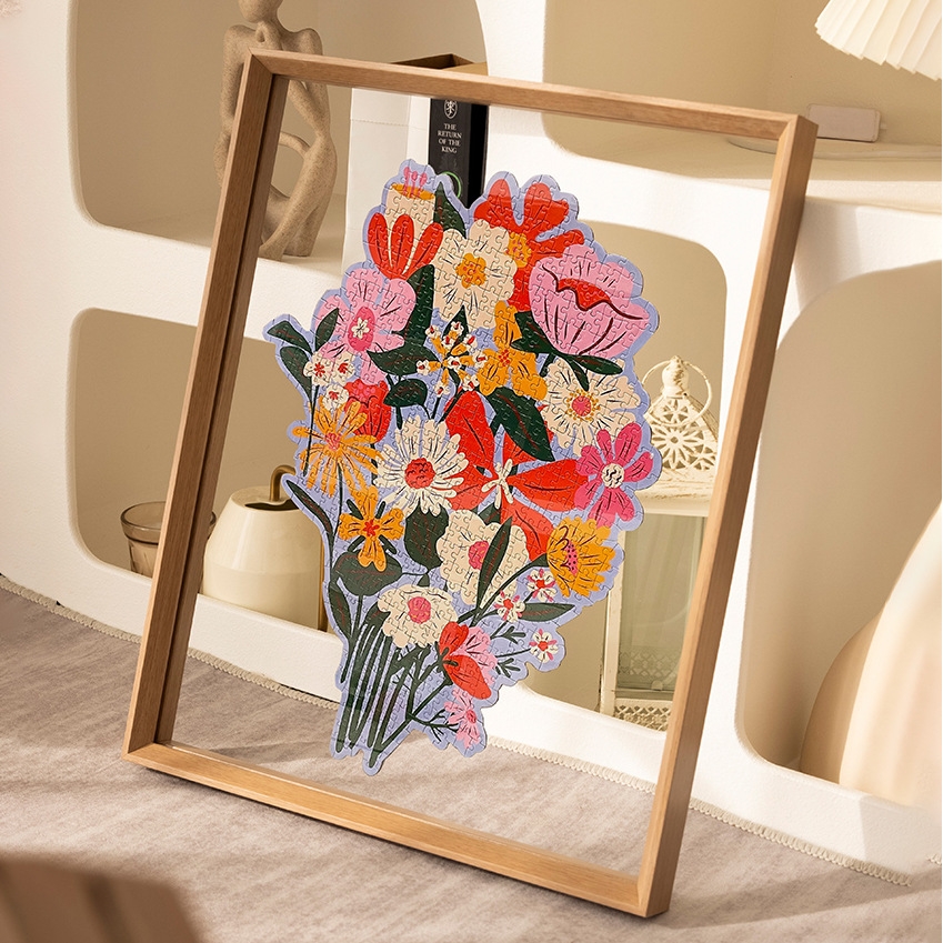 双面透明拼图1000片相框挂墙300 500压花剪纸画架装裱平图框框架