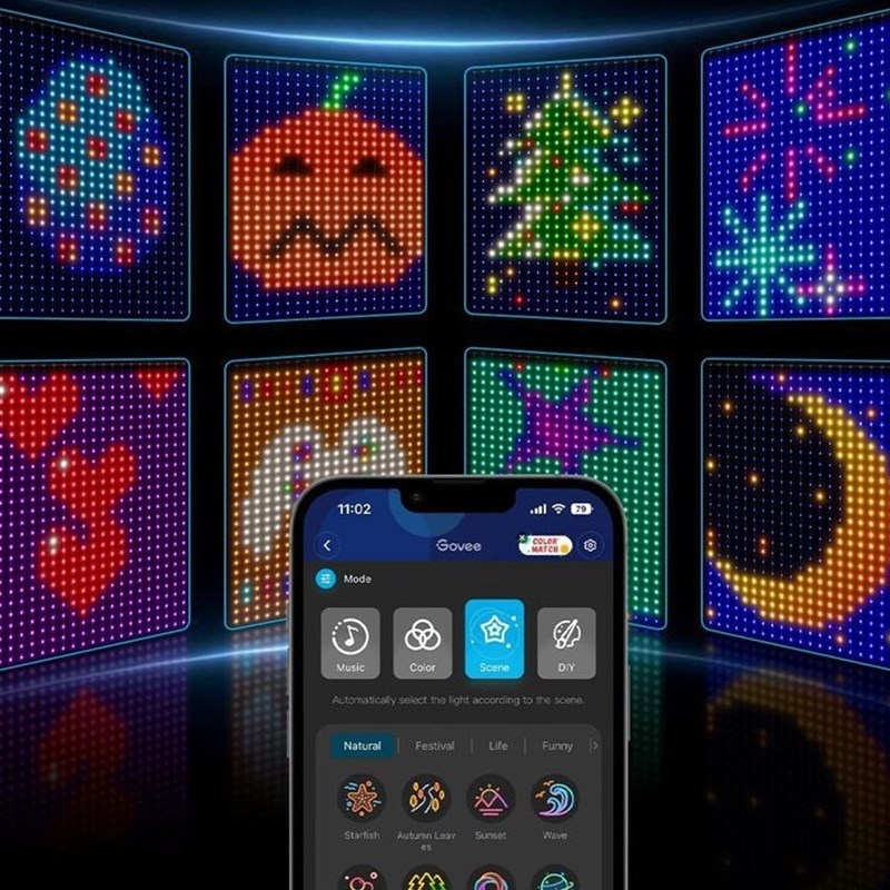 Govee LEjD 幻彩可变换图案发光帘子 瀑布动态灯光秀智能窗帘灯