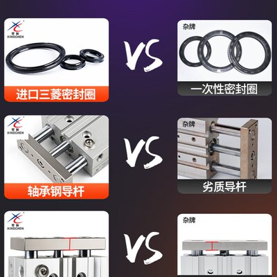 亚德客型三杆三轴带导杆气缸TCM10/12/16/32/25-20X40X50X75*100S