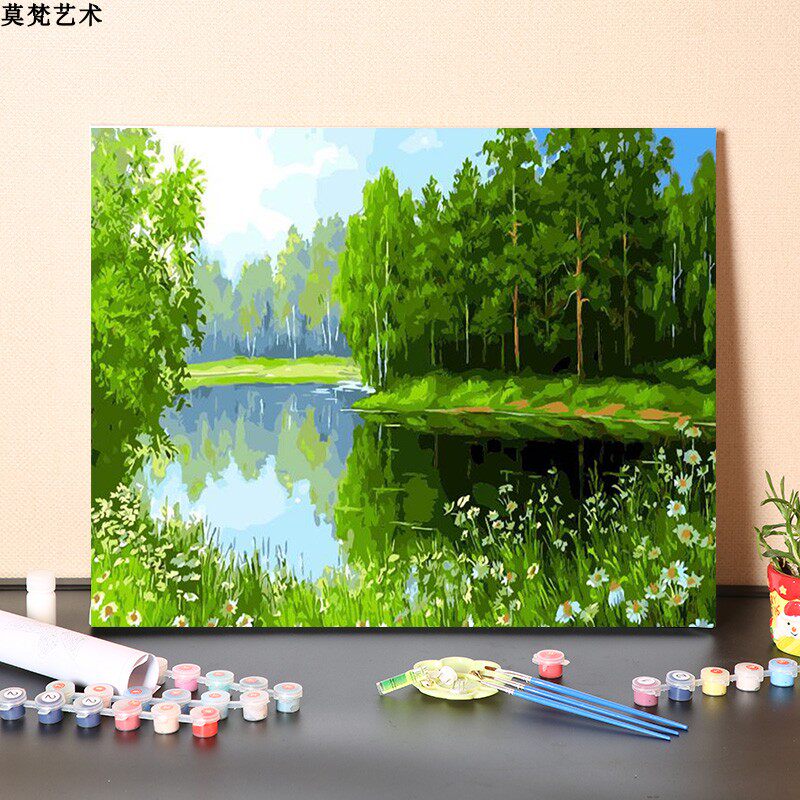 数字油画diy填充手工填色消磨时间D花开季节装饰涂色丙烯油彩画画