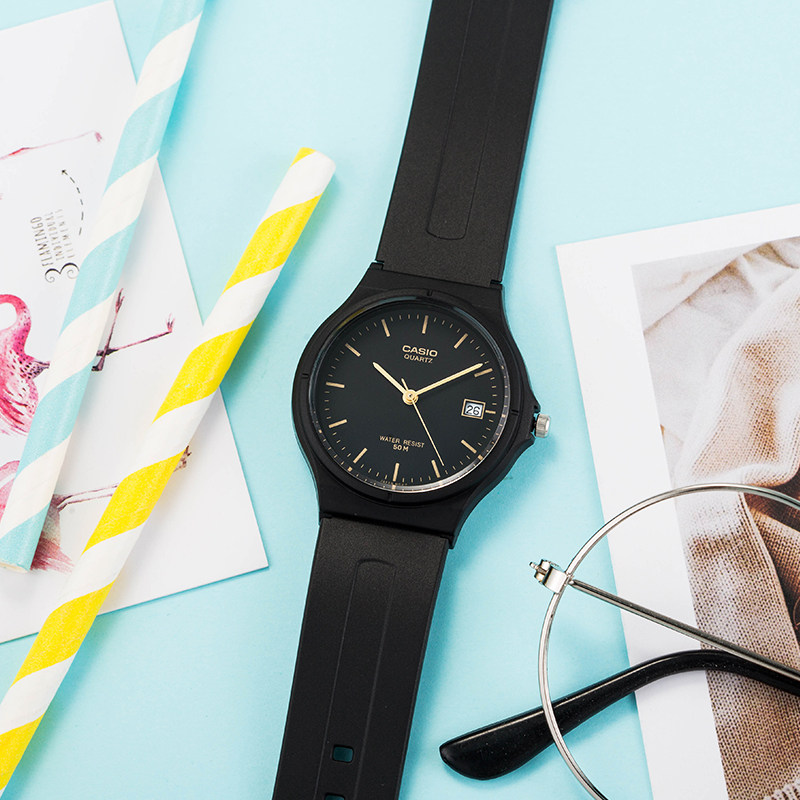 casio卡西欧手表男女学生防水考试儿童石英小黑表mq24/mw-59-1e