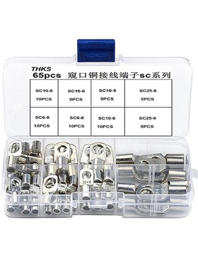 65PCS/盒 SC25-8窥口接线端子 SC6/10/16/25 接线鼻子SC组合套装