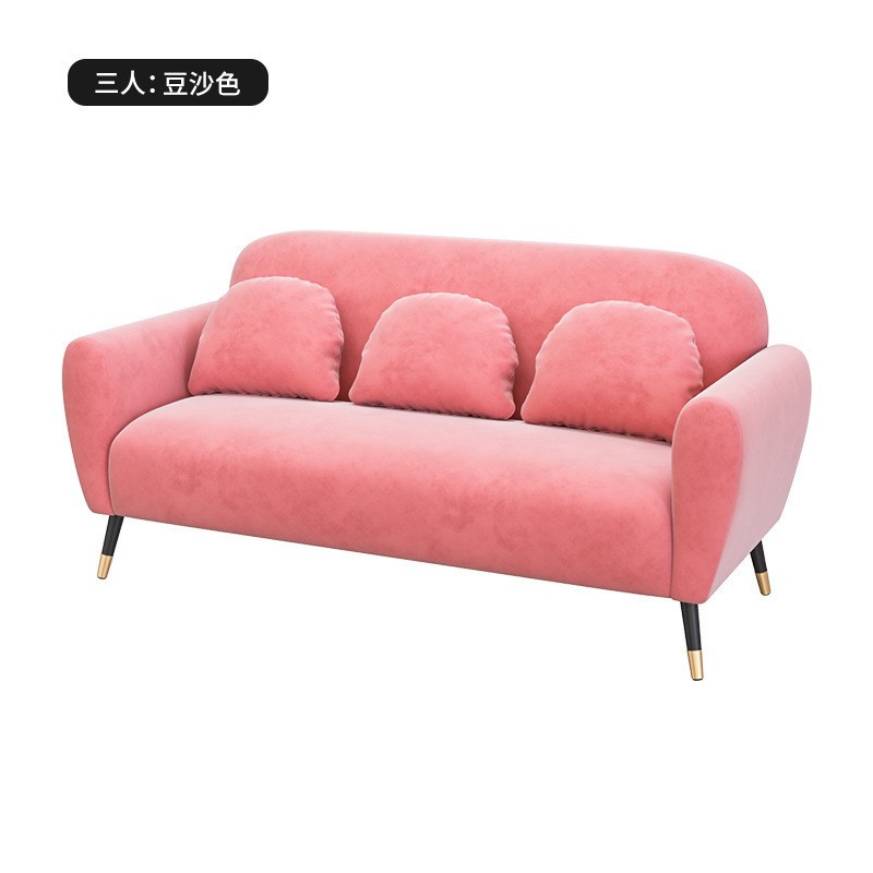 北欧轻奢小户型绒布沙发双人三人组合客厅卧室家用服装店现代简约