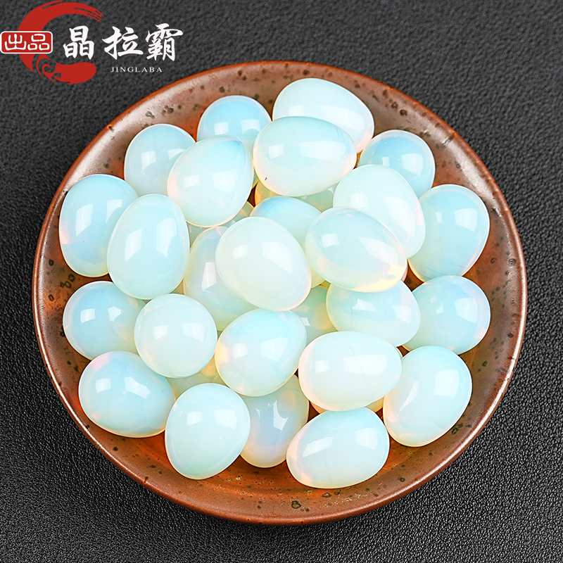 蛋白石滚石摆件仿真鸡蛋造型原石矿石标本消磁碎石宝石文玩手把件