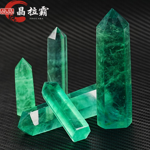 晶拉霸天然绿萤石六棱柱摆件
