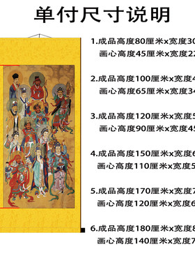 热销佛菩萨二十四k诸天左右护发神像挂画道场案子装饰卷轴画24诸