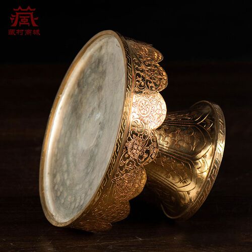 热销曼扎盘 佛具用品尼r泊尔手工铜镀金镀银八吉祥曼达盘 大号高3