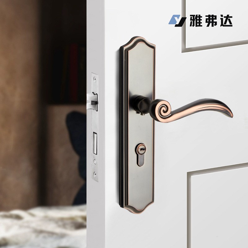 热销室内门锁新中式连体r锁锌合金锁具实木门通用静音把手房间卧