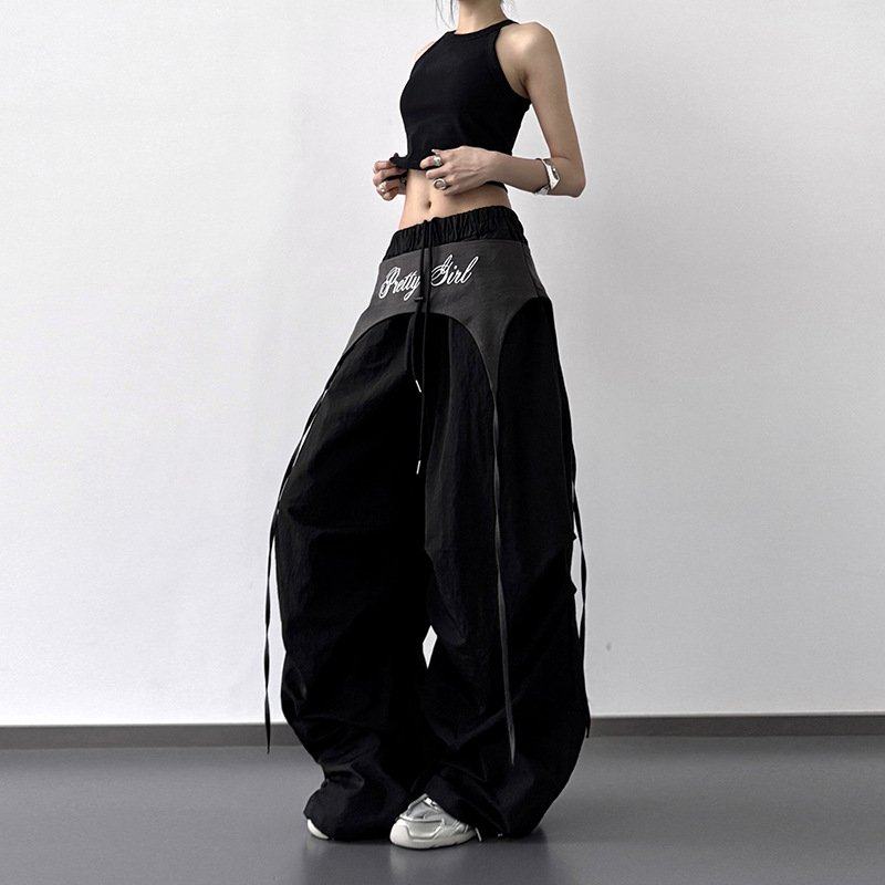 美式复古爵士高街甜酷辣妹宽松百搭直筒休闲工装裤女阔腿裤子,女装/女士精品,卫裤,淘宝优惠券,粉丝福利购,淘宝优惠卷