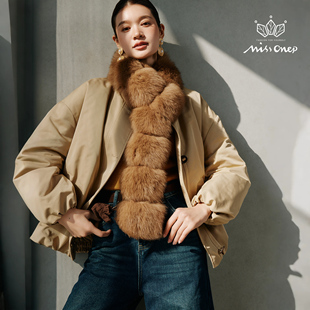 Missonep逸【雾里枝】复古风90鹅绒渐变皮草短外套女2025冬季新款