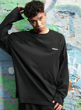 INSIDEDOT 拼接设计情侣长袖t恤2025新款潮牌上衣女宽松打底衫男