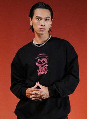 INSIDEDOT 龙马精神绣花t恤纯棉国潮品牌男装情侣上衣长袖打底衫