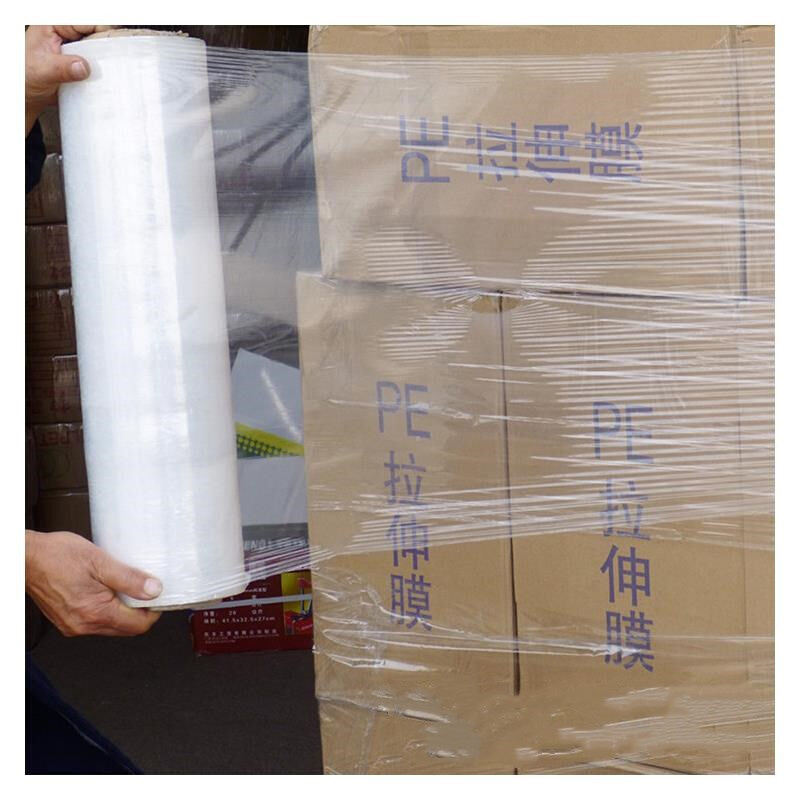 PE缠绕膜拉伸膜工业用PE缠绕膜大卷宽度500mm4公斤一卷包邮4卷1箱