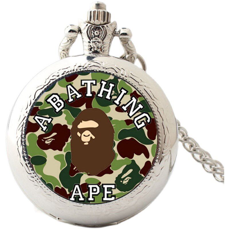 动漫潮牌 bape 安逸猿 猿人头怀表手表挂表项链吊坠同款周边