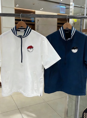 男士26早春新款高尔夫服装半拉链立领冷感短袖舒适百搭休闲运动