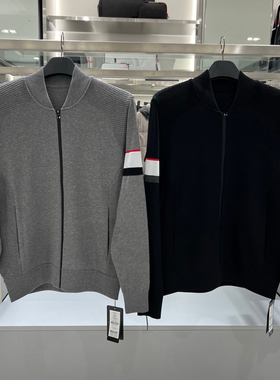 男士2025秋冬新款高尔夫服装休闲运动字标配色针织衫百搭保暖外套
