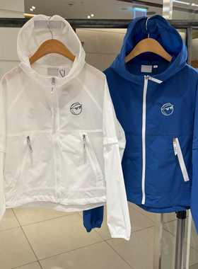 女士26早春新款malbon高尔夫服装速干上衣拉链连帽长袖防风衣外套