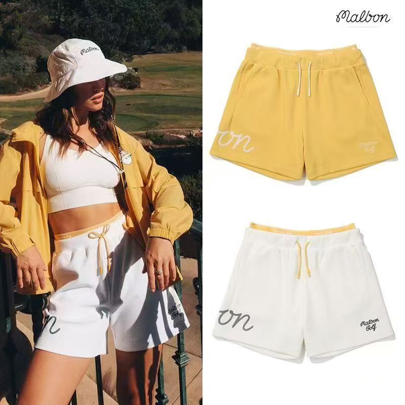 韩版25年高尔夫新款服装短裤女士运动松紧休闲百搭时尚半身字母