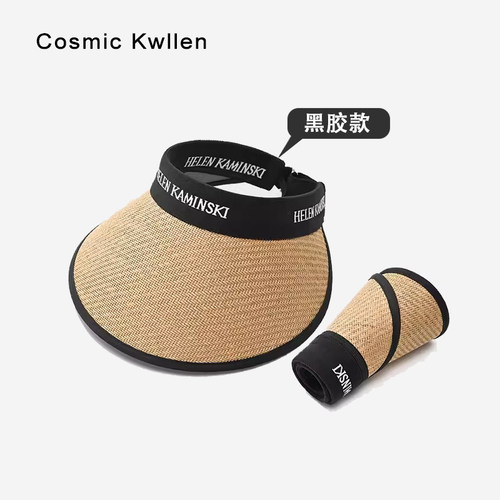 编织拉菲草帽发箍遮阳太阳帽