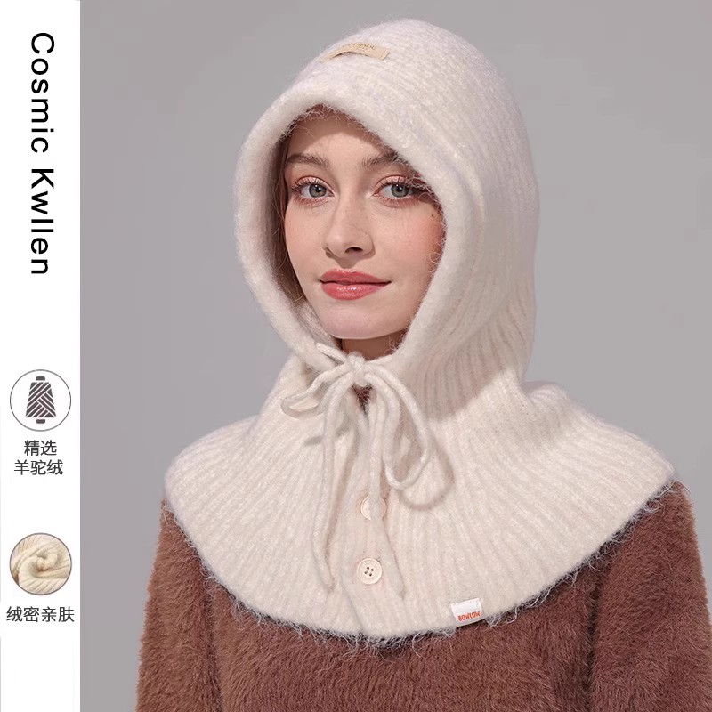一体加厚保暖护耳针织雷锋帽