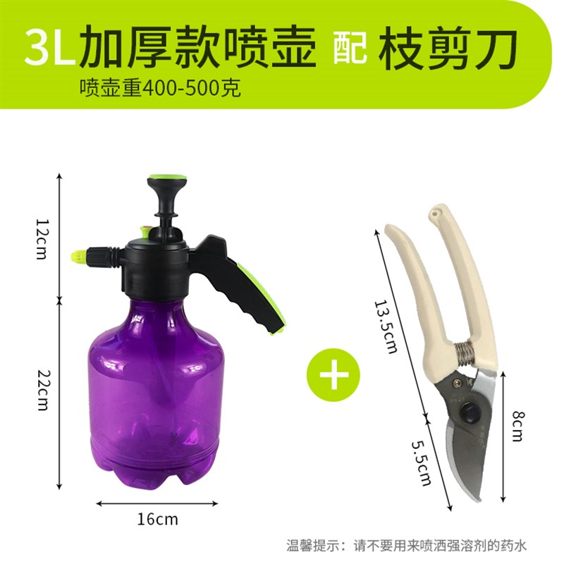 大号3L容量g喷壶手动气压式雾状喷雾器消毒园艺喷壶洒水壶浇花家
