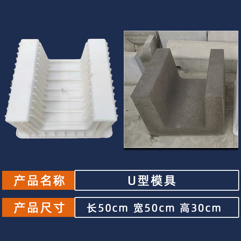 预制水泥排水沟盖板模具混凝土边沟U型渠道急流槽模板矩形槽模型