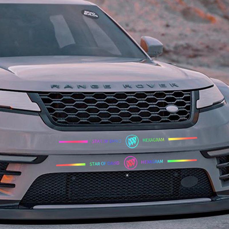 汽车引擎盖划痕遮挡车身创意文字装饰贴纸反光贴七彩镭射拉花车贴