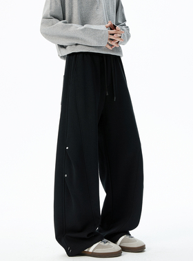 ZSEE卫裤男秋季新款宽松直筒休闲裤美式潮牌水洗褶皱百搭运动长裤