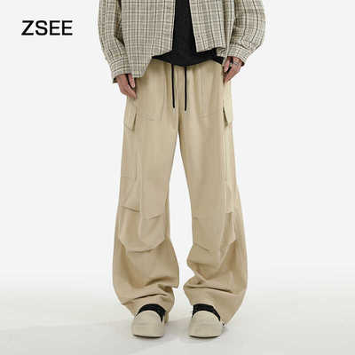 ZSEE男美式工装伞兵裤阔腿