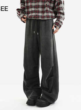 ZSEE 美式复古水洗做旧直筒休闲裤子秋季男潮牌宽松垂感运动卫裤