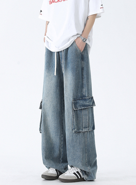 ZSEE美式复古工装牛仔裤男女春秋款潮牌直筒宽松大码阔腿休闲长裤