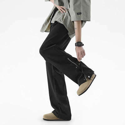 垂感休闲夏季直筒冰丝宽松长裤