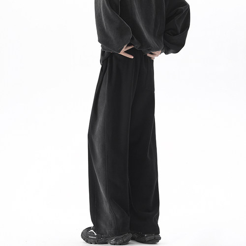 ZSEE水洗磨白秋冬加绒弯刀裤