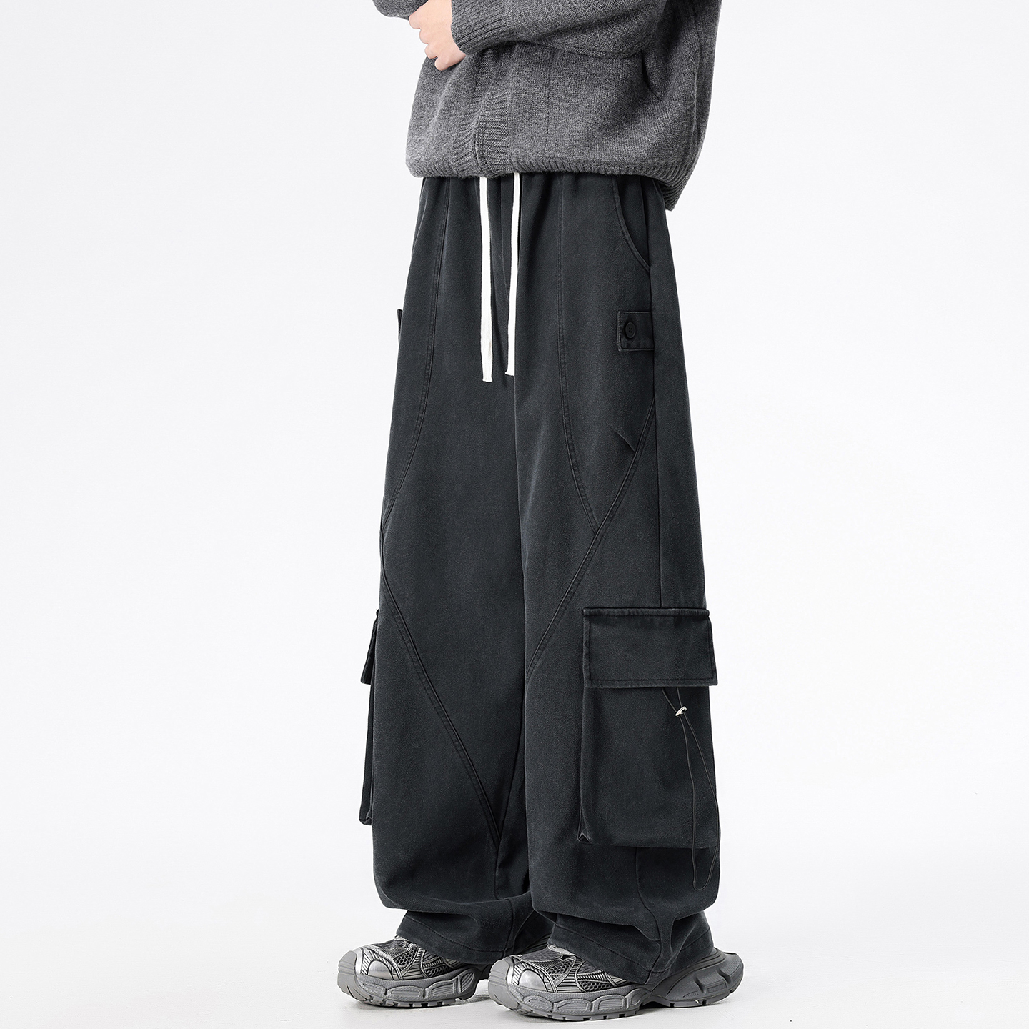 ZSEE秋冬加绒复古大口袋工装裤男