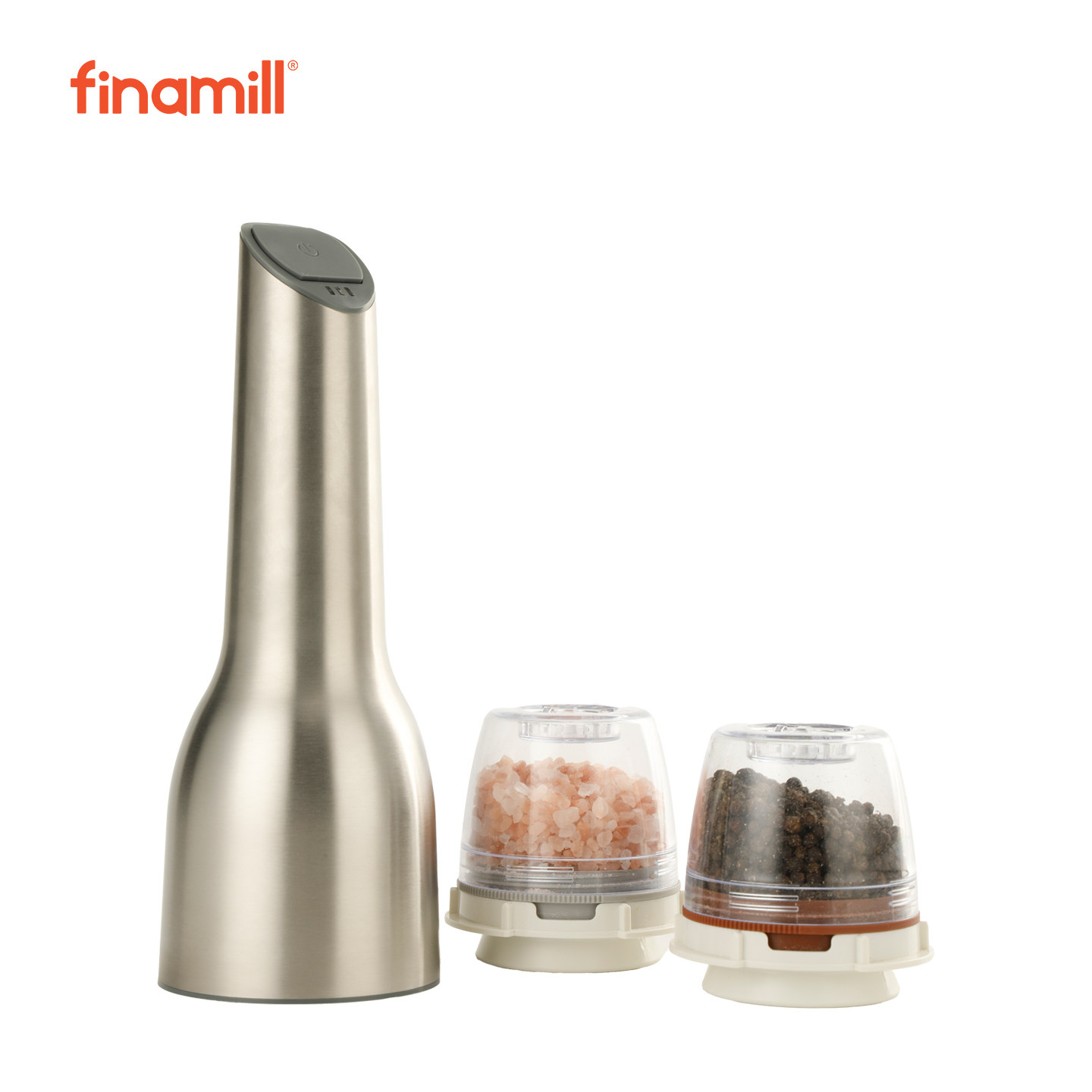 【充电款】finamill快卡式电动香料厨房研磨器 胡椒/海盐 金属银