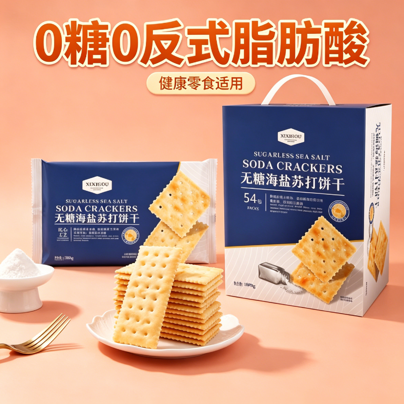 无糖糖尿人专用食品零食苏打饼干无糖孕妇同款mm海盐苏打饼干咸味养碱性胃无蔗糖早餐低脂低卡中老年健康代餐办公室宿舍夜宵点心