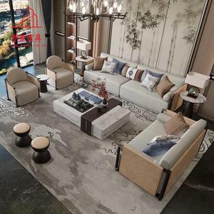 新中式沙发组合现代时尚布艺轻奢样板间时尚客厅家具定制别墅高端