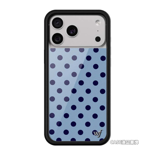 wildflow联名黑/白/蓝/红/黄/粉/棕色波点手机壳适用苹果17Pro新款iPhone16/15/14ProMax/Plus欧美13防摔保护