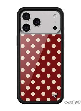 wildflow联名经典红色圆波点适用苹果17Pro新款手机壳iPhone16/15/14/13ProMax/Plus欧美时尚12防摔保护套