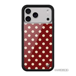 wildflow联名经典红色圆波点适用苹果17Pro新款手机壳iPhone16/15/14/13ProMax/Plus欧美时尚12防摔保护套