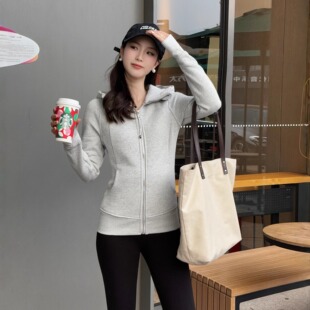 lulu Scuba同款秋冬修身显瘦加绒拉链带帽卫衣休闲舒适连帽衫外套